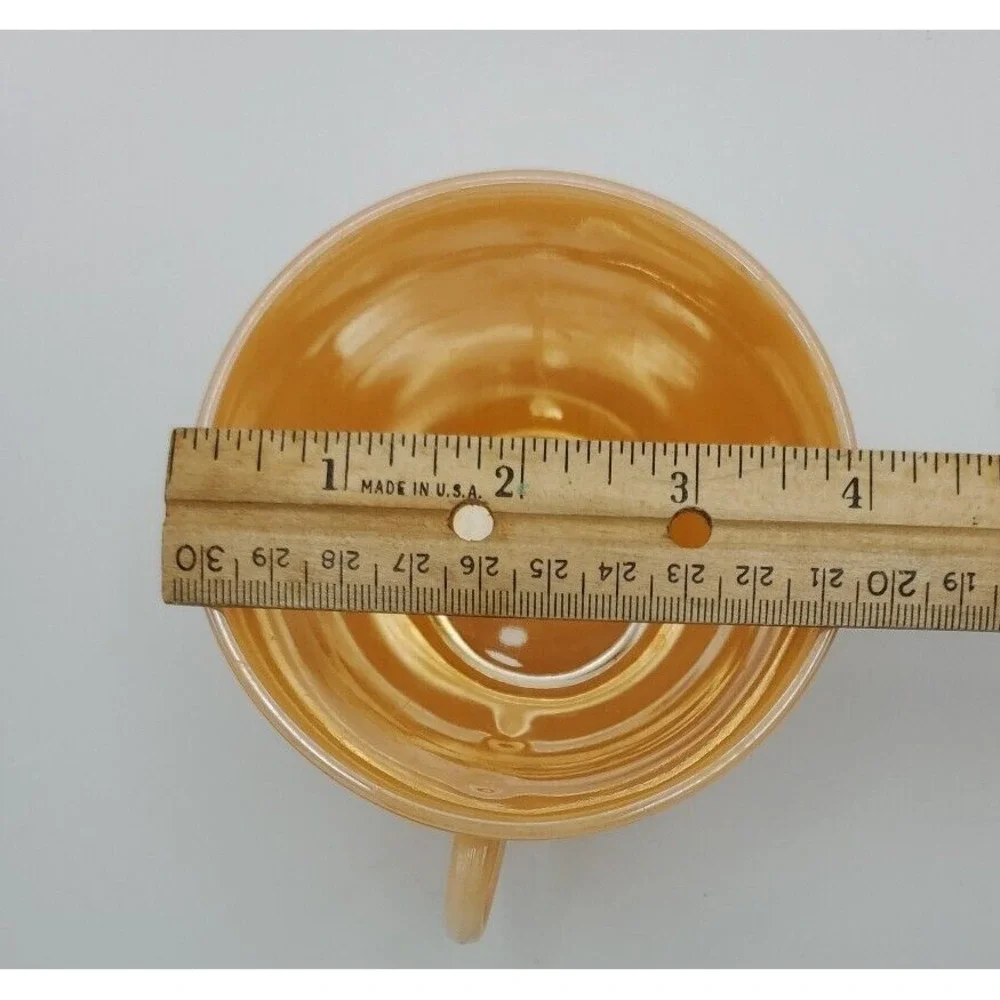 Vintage Fire King‎ Ware Lusterware Milk Glass Peach 3-Band Orange Coffee Tea Cup